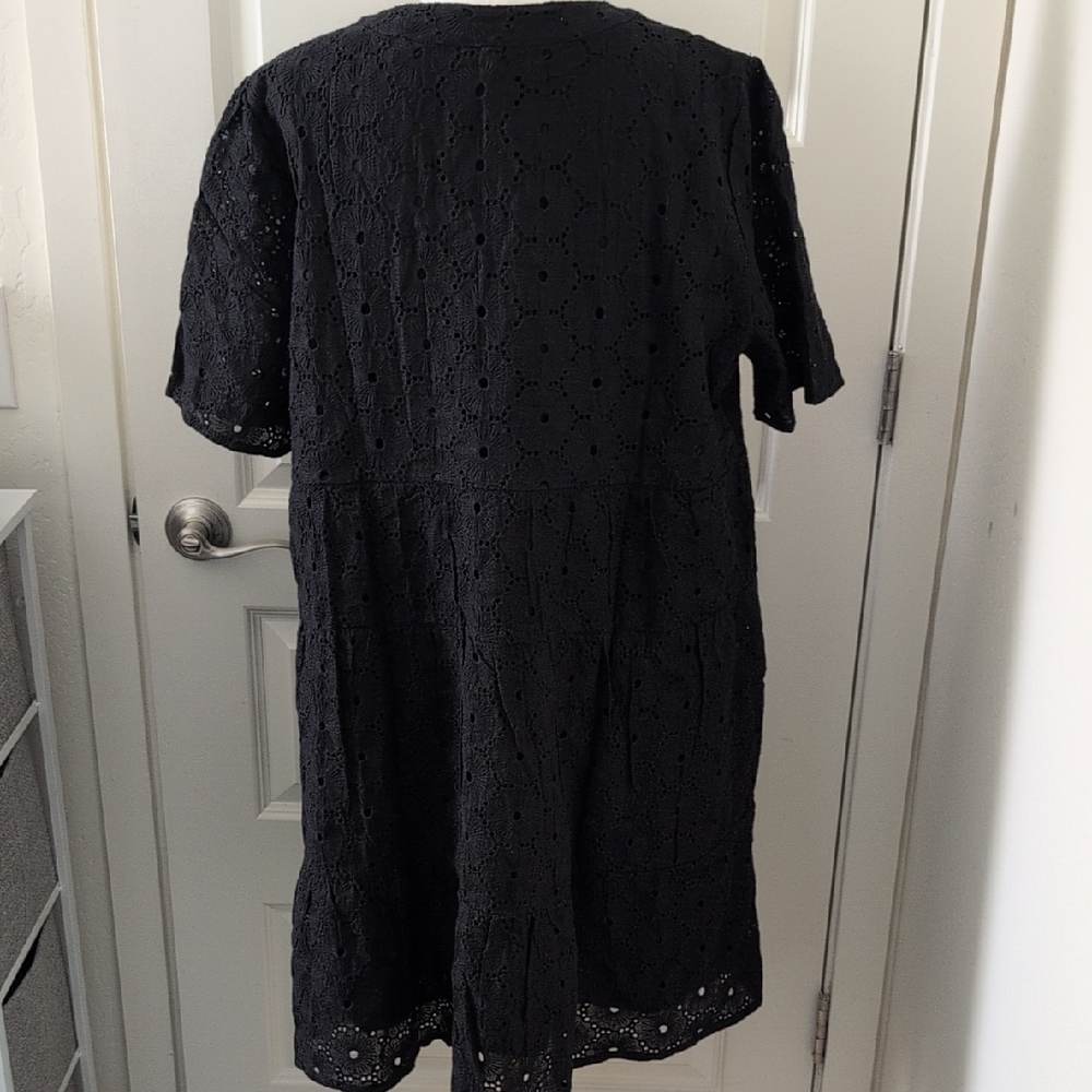 FLAMINGALS Eyelet Midi Dress Black Plus Size XXL NWT - Picture 5 of 12